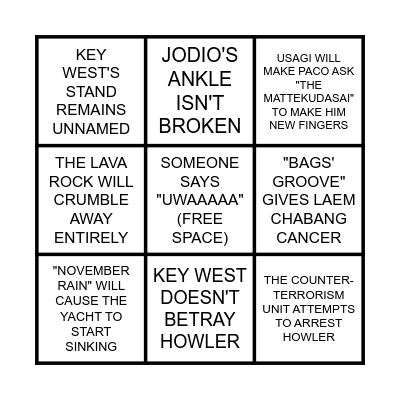 JOJOLANDS 28 BINGO Card