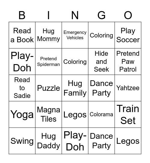 August's Bingo Card