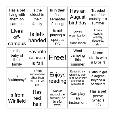 Find someone who... Bingo Card