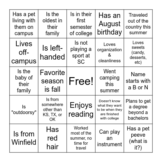Find someone who... Bingo Card