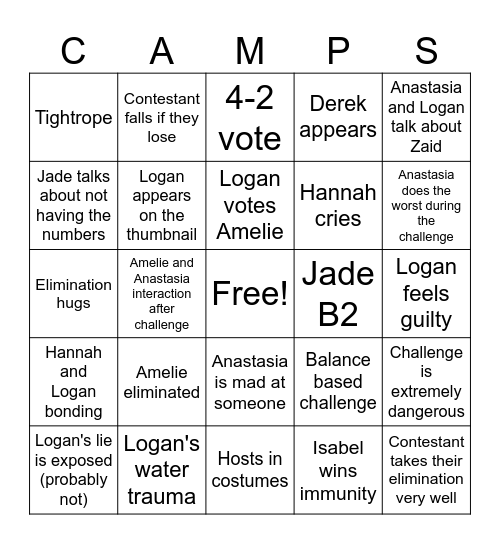 DC4 Episode 21 Bingo Card