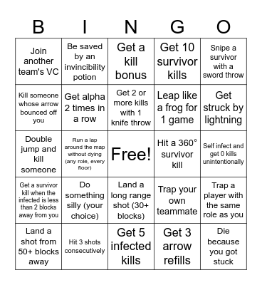 Infection Fun Tourney Bingo Card