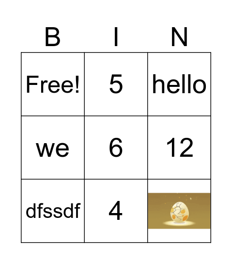 tom Bingo Card