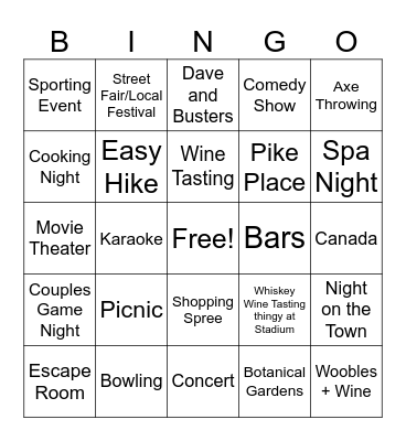 Booboo Date Bingo Card