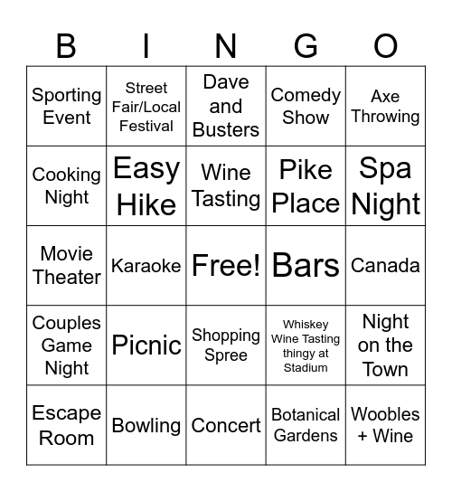Booboo Date Bingo Card
