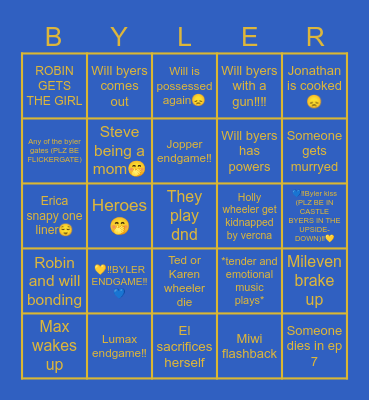 STRANGER THINGS S5‼️ Bingo Card