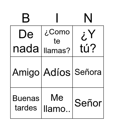 SALUDOS Bingo Card