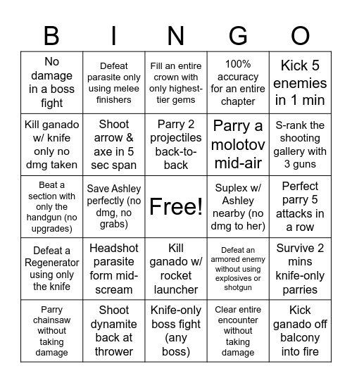 INSANE Bingo Card