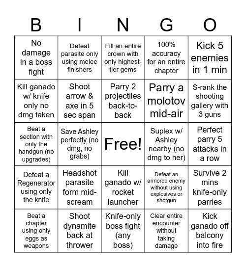 INSANE Bingo Card