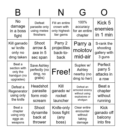 INSANE Bingo Card