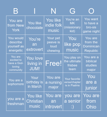JUM BINGO Card