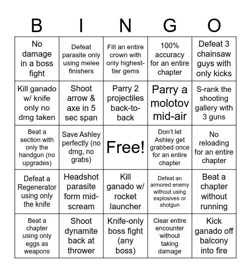 INSANE Bingo Card