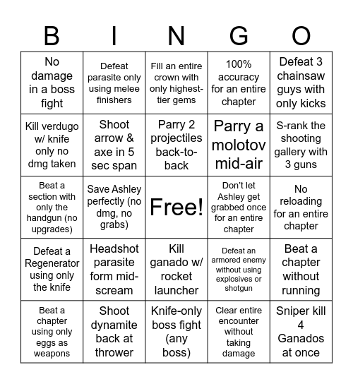 INSANE Bingo Card