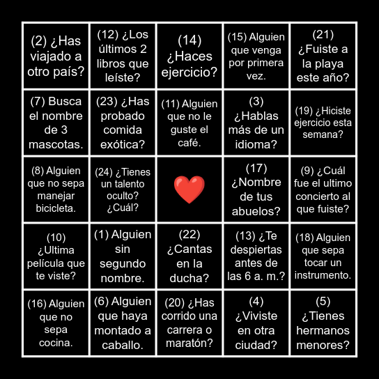 ESENCIA Bingo Card