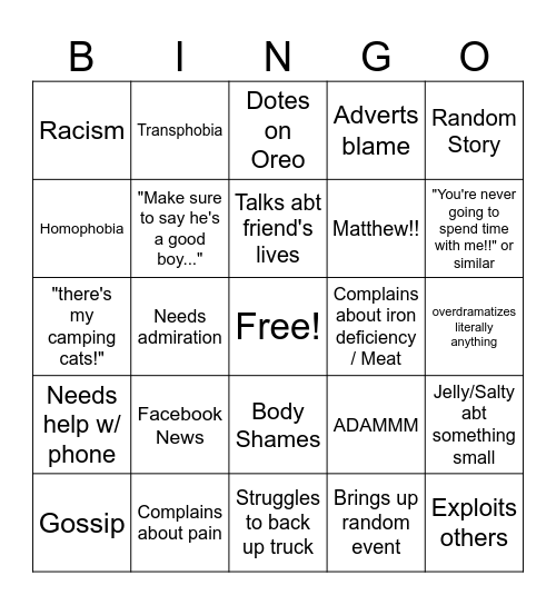 Camping Bingo Card