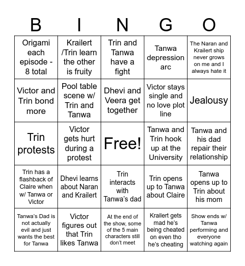 Updated Shine Bingo Card
