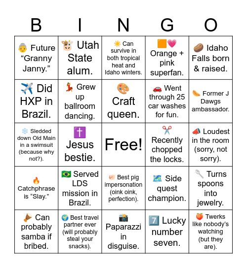 Janeal Bingo Card
