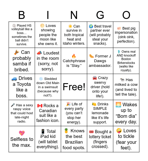 Janeal Bingo Card