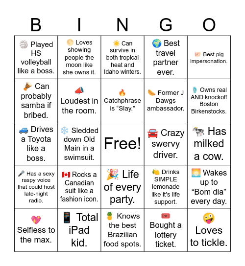 Janeal Bingo Card