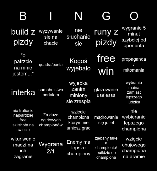 Aram clash Bingo Card