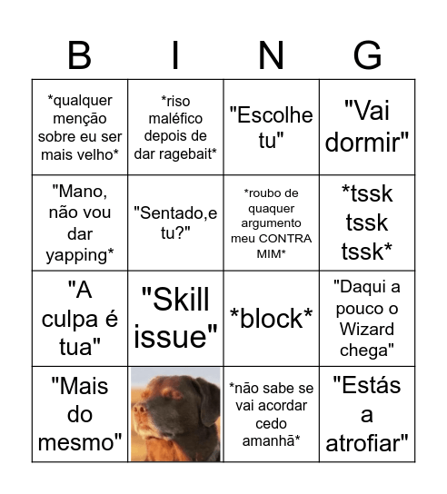BINGO DO CARECA Bingo Card