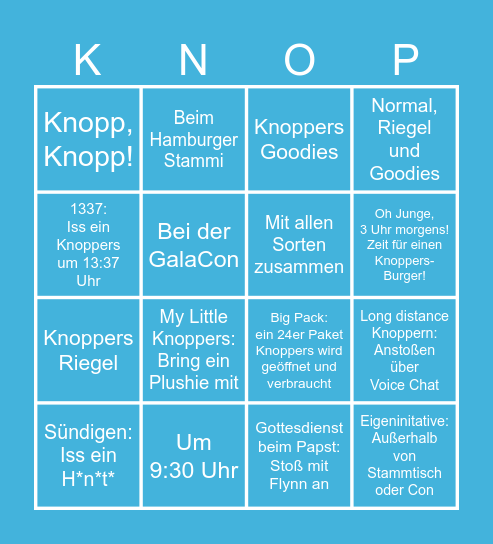 Knoppers Bingo Card