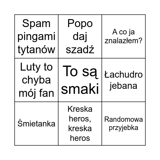 Łachudrowe bingo Card