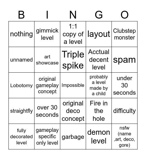 recent tab bingo Card