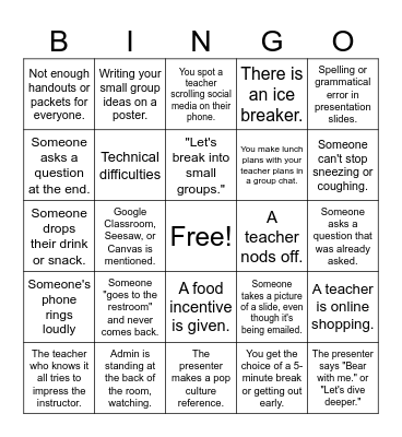 PD Bingo Card