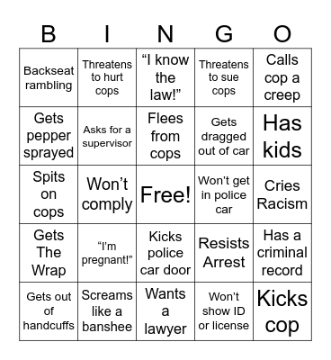 Bodycam Bingo! 🎥 Bingo Card
