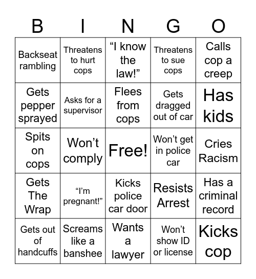 Bodycam Bingo! 🎥 Bingo Card