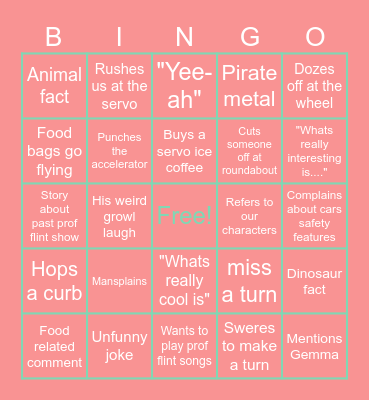 Micheal Car Bingo Card