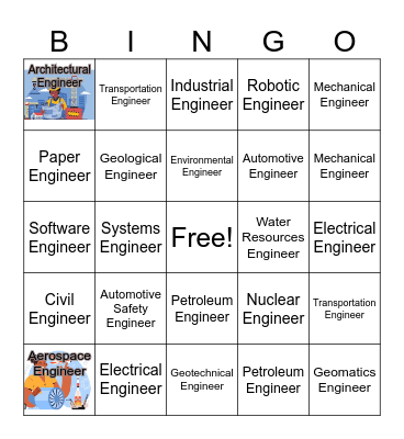Engineering Careers Bingo Card