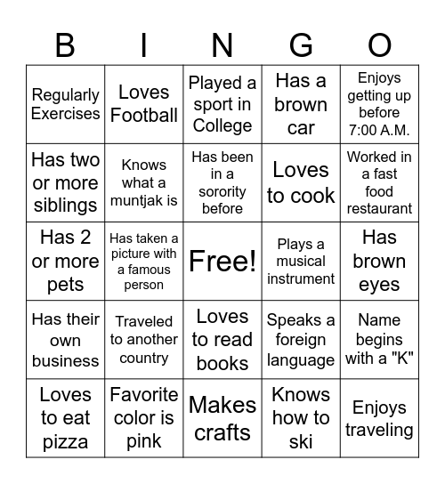 Nu Chapter Bingo Card