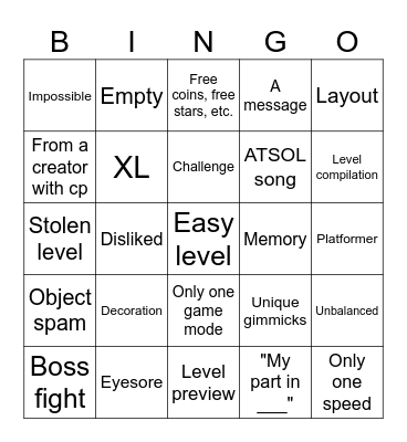GD Recent Tab Bingo Card