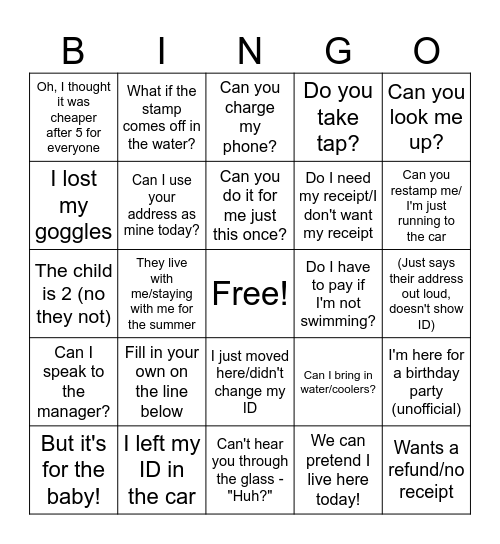 Front Gate Bingo! Bingo Card