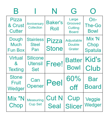 Pampered Chef Bingo Card