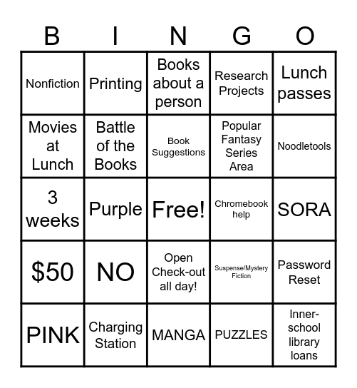 Goldenview Library BINGO! Bingo Card