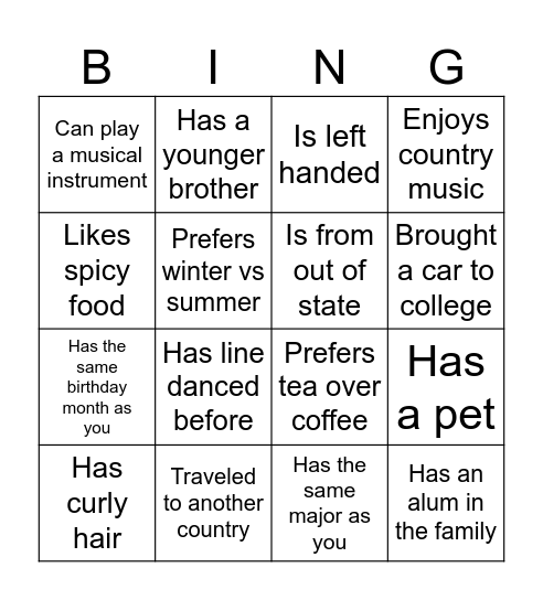Find Someone Who... Bingo Card