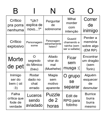 RPG Bingo Card