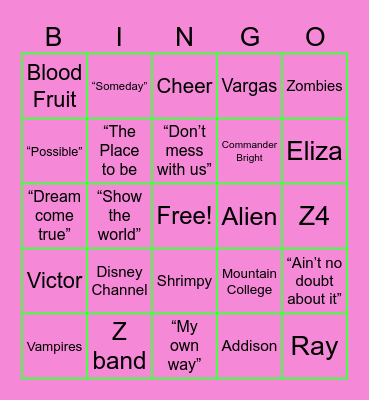 ZOMBIES 4 Bingo Card