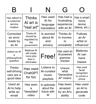 AI Bingo Card