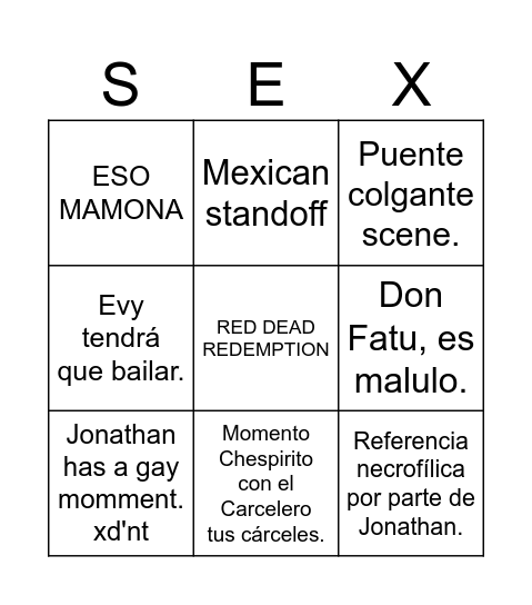 The Mummy Bingo Card