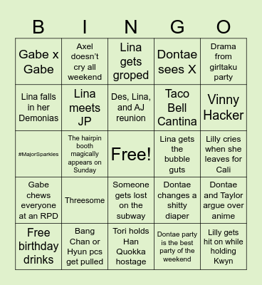 AniNYC Bingo Card