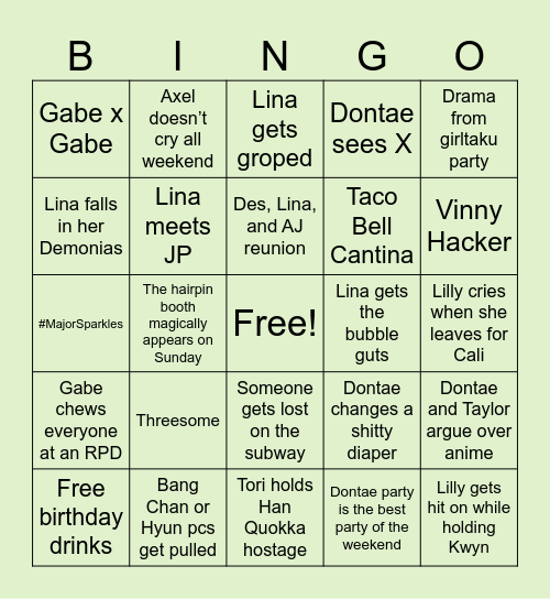 AniNYC Bingo Card