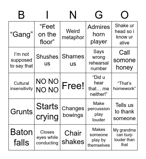 Dr D Bingo Card