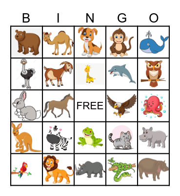 Animal Bingo Card