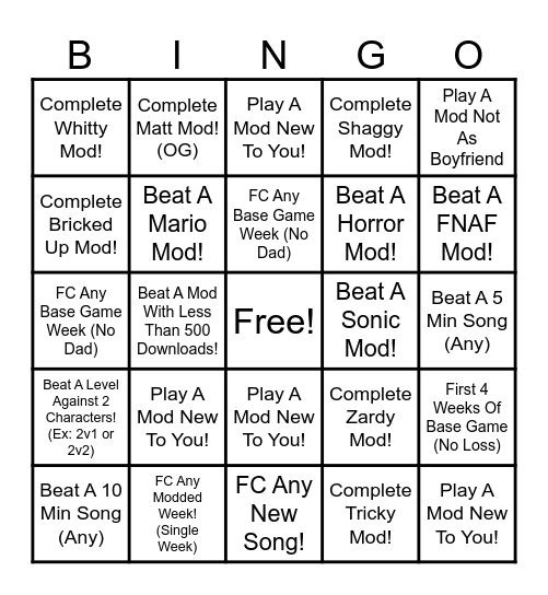 FNF Bingo!!! Bingo Card