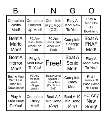 FNF Bingo!!! Bingo Card