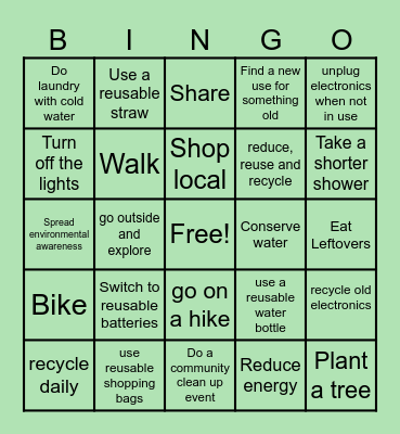 Every day is Earth Day! Bingo Card